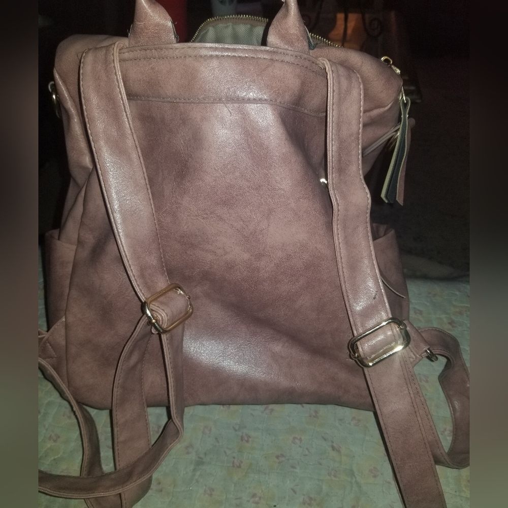 Leather Backpack Pale Pink Color - Picture 6 of 9